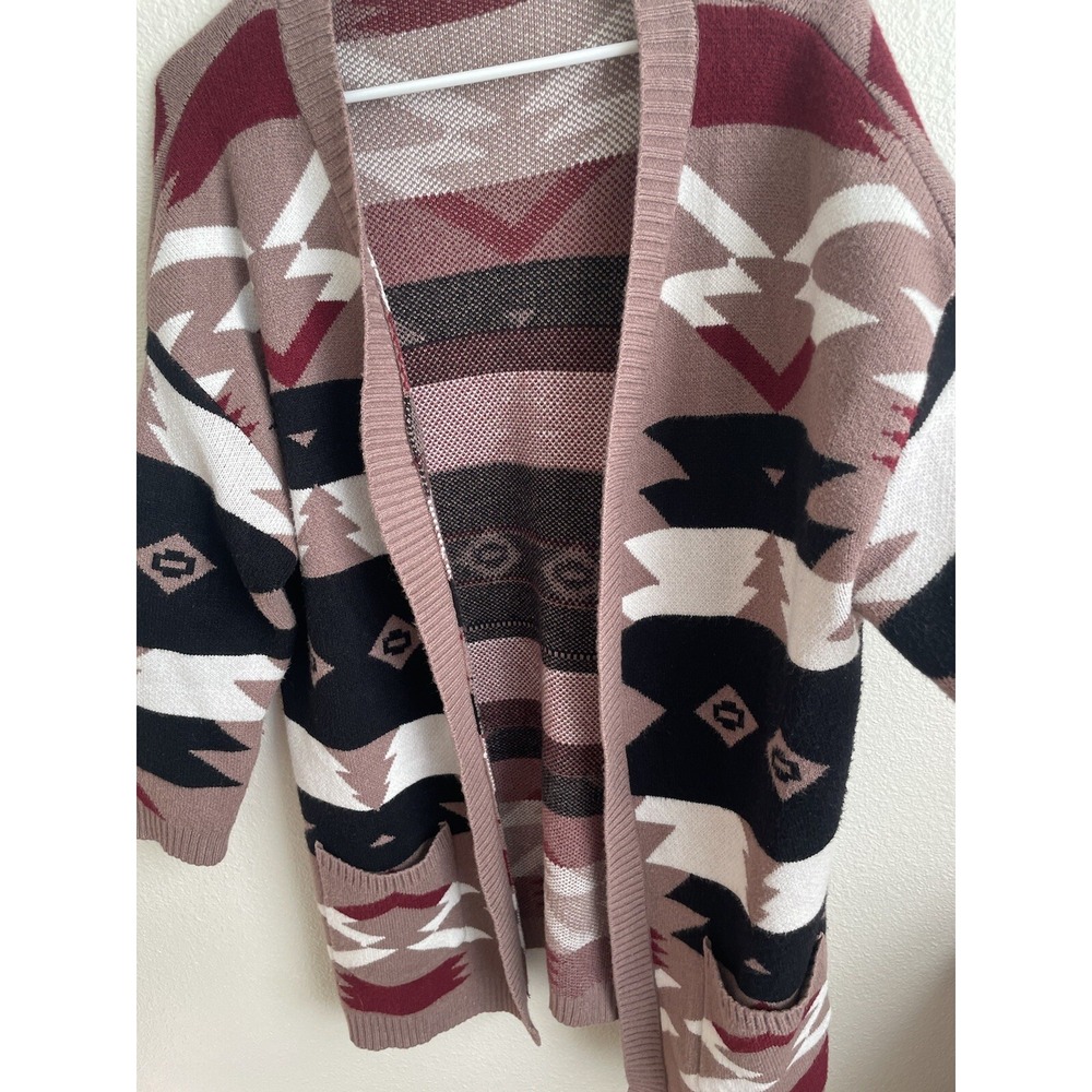 Twenty Ten Size Women S/M Aztec Print Open Front Cardigan Pockets Duster Sweater - Picture 6 of 10